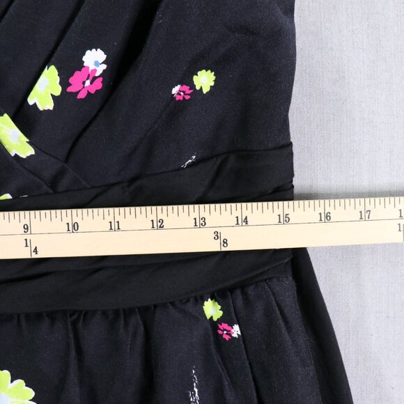 Torrid Fit & Flare Dress 12 Black Floral Sweetheart Neck Waist Tie Full Skirt - Picture 13 of 16